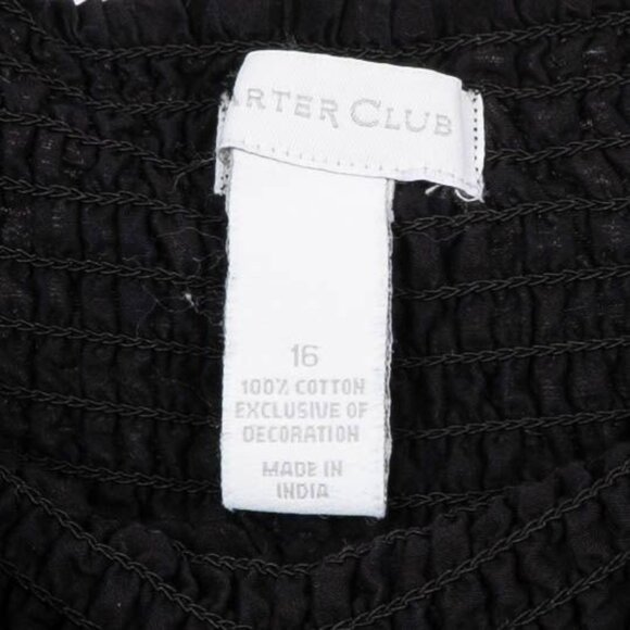 Charter Club Tiered Skirt 16 Womens Black White Embroidered Stitching Cotton - Picture 4 of 5